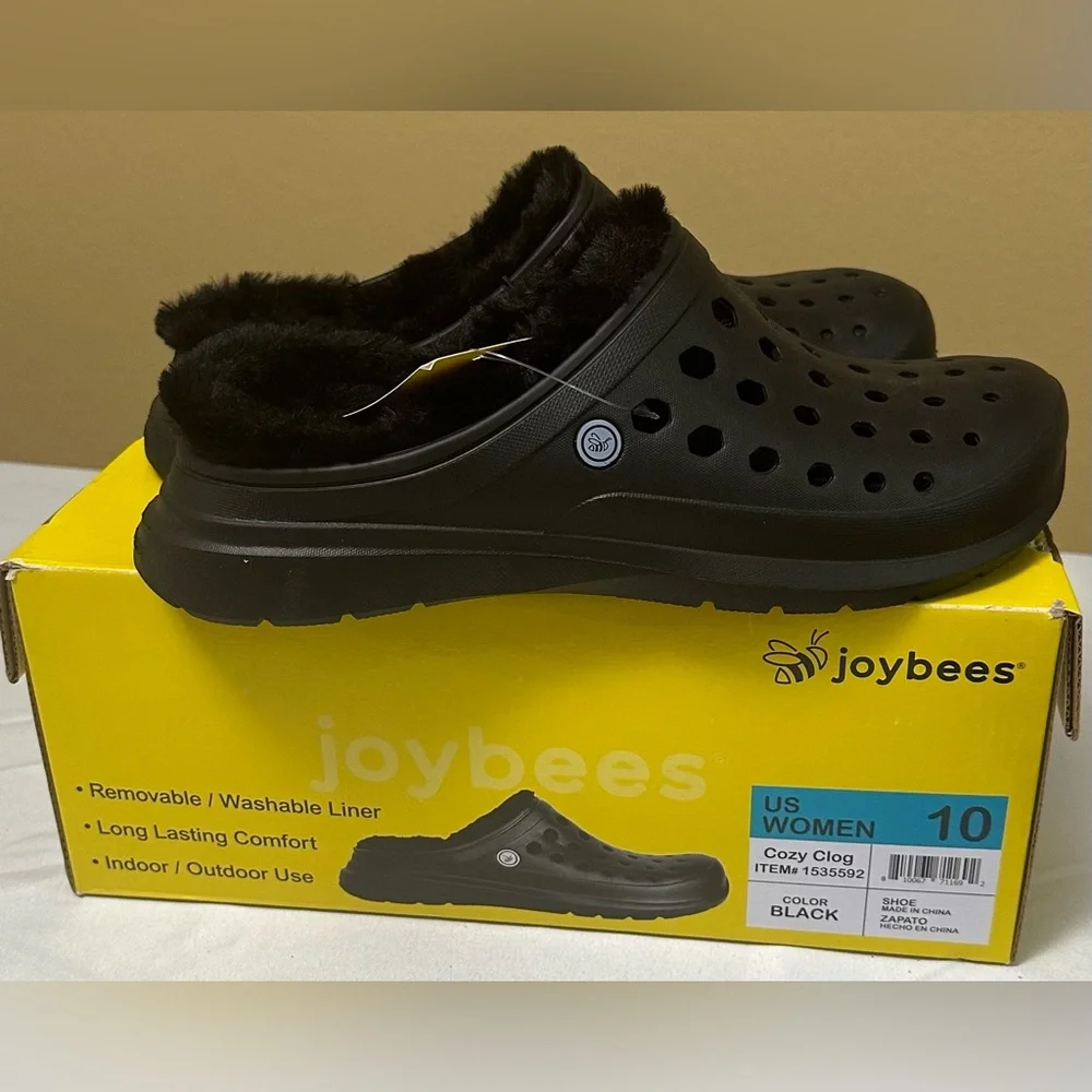Joybees Women’s Cozy Clog Sandals Color Black size 10 New W/ Box & Tags - Picture 3 of 6